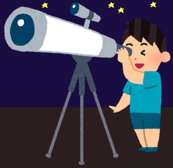 望遠鏡を覗く男の子のイラスト
